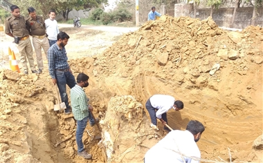 गंगानगर में गेल की पाइप लाइन फटी तीन घंटे आपूर्ति ठप
