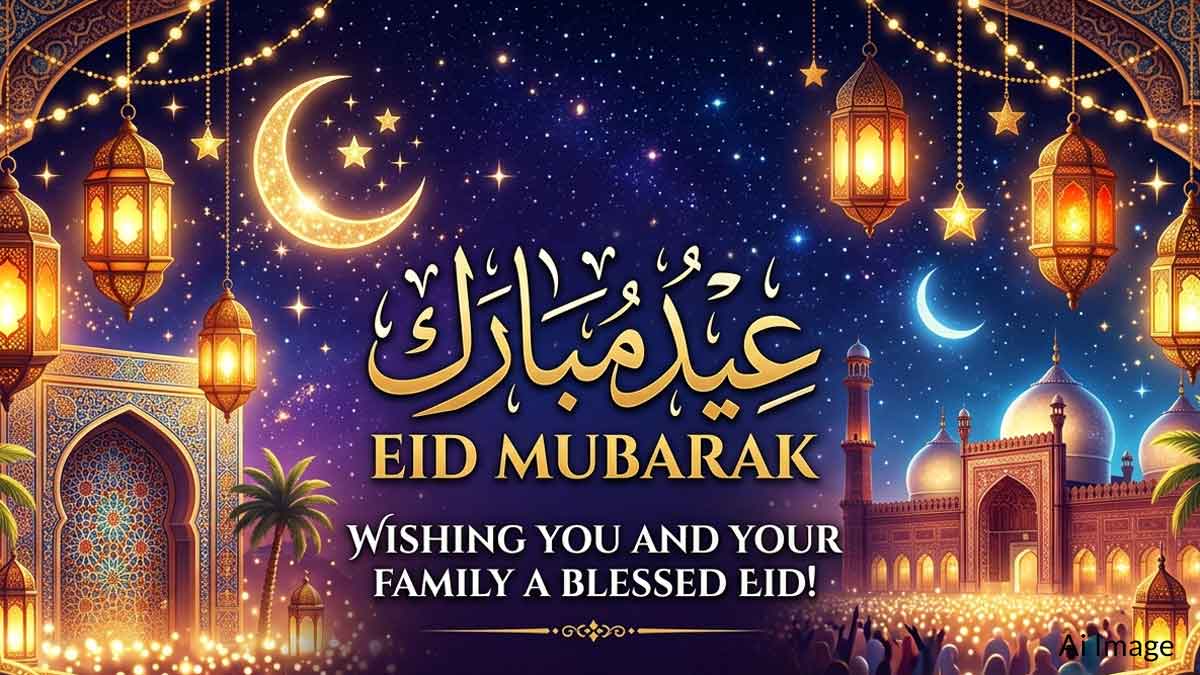 Eid Mubarak 2026 Wishes Images Status: सभी को भेजें ईद की दिली मुबारकबाद इन प्‍यारे मैसेज और शायरी के साथ